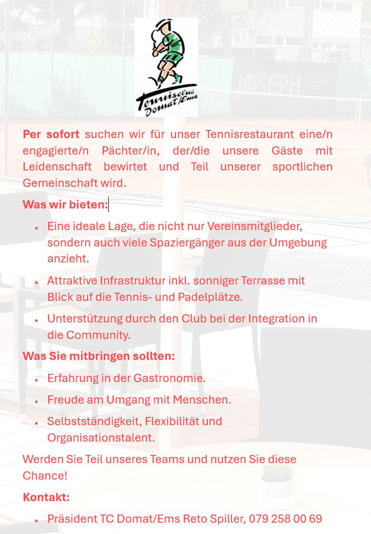 Gesucht Pächter für Restaurant